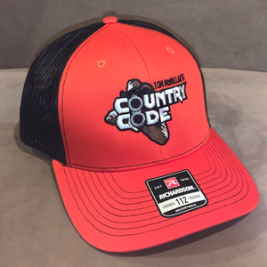 TOM McMILLAN'S COUNTRY CODE ORANGE/BLACK HAT