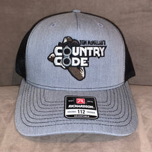 Load image into Gallery viewer, TOM McMILLAN&#39;S COUNTRY CODE GREY/BLACK TRUCKER HAT