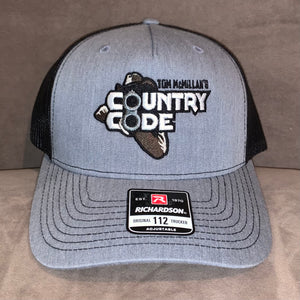 TOM McMILLAN'S COUNTRY CODE GREY/BLACK TRUCKER HAT